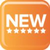 The icon features an orange square with NEW in bold white letters at the top, above a row of six white stars. It relates to the Nitro Rollator Tall Adult.