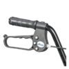 Close-up of a black brake handle on the R726 rollator, featuring an ergonomic grip and a cable mechanism. The handle has the Drive logo printed on it and is attached to a metal frame.
