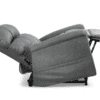 The Golden Technologies®️ Comforter with ZG+ PR 545 is shown fully reclined in a side view against a plain white background, emphasizing its cushioning and adjustable footrest, as well as its contemporary design and comfort features.