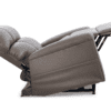 The Golden Technologies®️ Comforter with ZG+ PR 545 is a brown reclining chair displayed partially reclined, featuring extended padded backrest and footrest, against a white background.