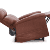 Side view of the Golden Technologies®️ Comforter with ZG+ PR 545 recliner, fully extended with a raised footrest, highlighting its sleek and cushioned design.