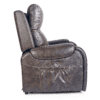 Side view of the Golden Technologies®️ Titan PR 448 brown leather recliner chair featuring visible stitching and a side pocket. Plush backrest and cushioned armrests offer comfort and support.
