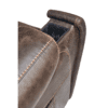 Close-up of the armrest on the Golden Technologies®️ Titan PR 448 brown leather recliner, showcasing a built-in wireless charging pad. The visible stitching highlights its craftsmanship.
