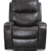 The Golden Technologies®️ Titan with Twilight PR 449 is a dark brown leather recliner showcasing visible stitching on the seat, backrest, and armrests. It has a plush, cushioned look and is presented against a black background.