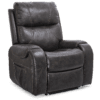 The Golden Technologies®️ Titan with Twilight PR 449 is a dark brown leather recliner with padded armrests, a cushioned backrest, contrast stitching, and a side pocket. Its plush and designed for comfort.