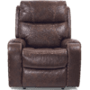 The Golden Technologies®️ Titan with Twilight PR 449 is a plush, dark brown leather recliner featuring visible stitching, padded armrests, and a cushioned back for a comfortable and inviting look.