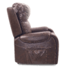The Golden Technologies®️ Titan with Twilight PR 449 is a side-profile brown leather recliner featuring plush cushioning, a stylish stitched design, padded armrests, backrest for comfort, and a convenient side pocket for storage.