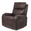 The Golden Technologies®️ Titan with Twilight PR 449 is a dark brown leather recliner chair with visible stitching, featuring padded armrests, a high backrest, and a side pocket against a plain white background.