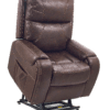 The Golden Technologies®️ Titan with Twilight PR 449 is a brown leather recliner featuring visible seams, a slightly elevated footrest, and an adjustable mechanism for enhanced relaxation.