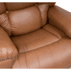 Close-up of the Golden Technologies®️ Cloud PR 510 armchair in plush brown leather, featuring padded armrests and a tufted backrest that highlights its soft texture and comfortable design.