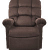 The Golden Technologies®️ Cloud PR 510 is a plush brown recliner with cushioned armrests and a high, tufted backrest. Its set against a plain white background, accentuating its soft and comfortable appearance.