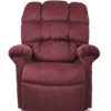 The Golden Technologies®️ Cloud PR 510 is a plush maroon recliner with a high backrest, cushioned armrests, and soft tufted upholstery, offering a comfortable and inviting look. It is displayed against a plain white background.