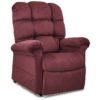 The Golden Technologies®️ Cloud PR 510 is an overstuffed burgundy recliner chair featuring a high back, plush armrests, and soft fabric upholstery, set against a plain white background.