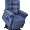The Golden Technologies®️ Cloud with Twilight PR 515 is a blue, cushioned recliner chair featuring a lift mechanism and an attached remote control for position adjustment.