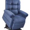 The Golden Technologies®️ Cloud with Twilight PR 515 is a plush blue recliner featuring tufted backrest, cushioned armrests, and a lift mechanism for partial elevation.