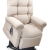 The beige Golden Technologies®️ Cloud with Twilight PR 515 recliner features plush, tufted cushions and an attached corded remote control. Designed for comfort, it likely includes lift or recline functions.