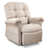 The Golden Technologies®️ Cloud with Twilight PR 515 is a plush, beige recliner featuring padded armrests and a tufted backrest, displayed against a plain background.