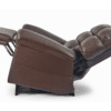 The Golden Technologies®️ Cloud with Twilight PR 515 recliner, in a fully reclined position, highlights its cushioned backrest and extended footrest from a side view against a white background.