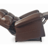 The Golden Technologies®️ Cloud with Twilight PR 515 recliner, in brown leather, is displayed fully reclined. It features plush padding and an extended footrest, all set against a plain white background.