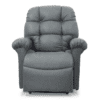 A gray, plush Golden Technologies®️ Cloud with Twilight PR 515 recliner featuring tufted design and padded armrests and backrest, set against a white background.