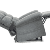 A side view of the Golden Technologies®️ Cloud with Twilight PR 515 gray recliner, fully extended to highlight its cushioned seat, backrest, and footrest for optimal comfort, isolated on a white background.