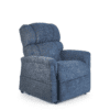 The Golden Technologies®️ Comforter PR 531, a plush blue recliner chair with soft cushion padding on the seat, backrest, and armrests, is displayed against a plain white background.