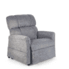 The Golden Technologies®️ Comforter PR 531 is a cushioned gray recliner chair featuring a high backrest and padded armrests, showcased against a white background.