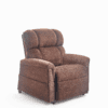 The Golden Technologies®️ Comforter PR 531 is a cozy brown fabric recliner chair, featuring a cushioned backrest and armrests, set against a white background.