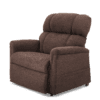 The Golden Technologies®️ Comforter with MaxiComfort PR 535 is a brown recliner chair featuring plush backrest, padded armrests, and textured upholstery for maximum comfort. It is depicted against a plain white background.