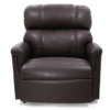 Golden Technologies®️ Comforter with MaxiComfort PR 535, a brown leather recliner with plush cushioning and a high backrest, showcased against a white background.