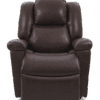 The Golden Technologies®️ Day Dreamer PR 632 is a brown leather recliner chair with padded cushions and armrests, designed for comfort. It features a smooth, glossy finish and a reclining mechanism for ultimate relaxation and support. The background is not visible.