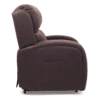 The Golden Technologies®️ EZ Sleeper with Twilight PR 761 is shown from the side, displaying a brown hue, plush backrest, and armrests. It includes a side pocket and is set against a plain white backdrop.
