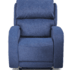 A Golden Technologies®️ EZ Sleeper with Twilight PR 761 is a blue upholstered recliner chair featuring padded headrest and armrests, shown front-facing against a plain white background.