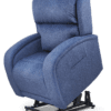 The Golden Technologies®️ EZ Sleeper with Twilight PR 761 is an upright blue recliner featuring padded armrests, a high backrest on a raised base, providing plush comfort and designed for relaxation.