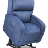 The Golden Technologies®️ EZ Sleeper with Twilight PR 761 is a blue upholstered recliner chair featuring plush padding, raised armrests, and an upright position supported by a metal lift mechanism.