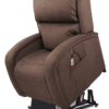 The Golden Technologies®️ EZ Sleeper with Twilight PR 761 is a brown power lift recliner chair on a white background, equipped with padded armrests and a side-attached remote control.
