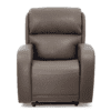 The Golden Technologies®️ EZ Sleeper with Twilight PR 761 is a brown leather recliner chair featuring a padded backrest and armrests, displayed from the front against a white background.