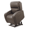 The Golden Technologies®️ EZ Sleeper with Twilight PR 761 is a brown leather recliner with plush cushioning, an adjustable backrest, and a black metal base for easy access, displayed against a white background.