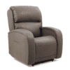 Golden Technologies®️ EZ Sleeper with Twilight PR 761 is a brown leather recliner chair featuring padded armrests and a cushioned backrest against a white background.