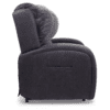 Side view of the Golden Technologies®️ EZ Sleeper with Twilight PR 761, a dark gray recliner featuring a plush backrest and padded armrests. The chair boasts a sleek design with a subtle side pocket and rests on small black legs.