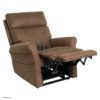 The Pride VivaLift!® Urbana 2 Collection Model PLR-965 is a brown fabric reclining chair featuring a footrest, cushioned armrests, and a high backrest, designed for ultimate comfort and support.
